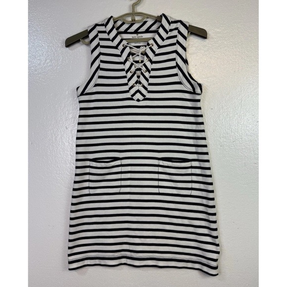 kate spade Dresses & Skirts - Kate Spade Nautical Striped Shift Dress Size M Blue White Beach Cottage Core